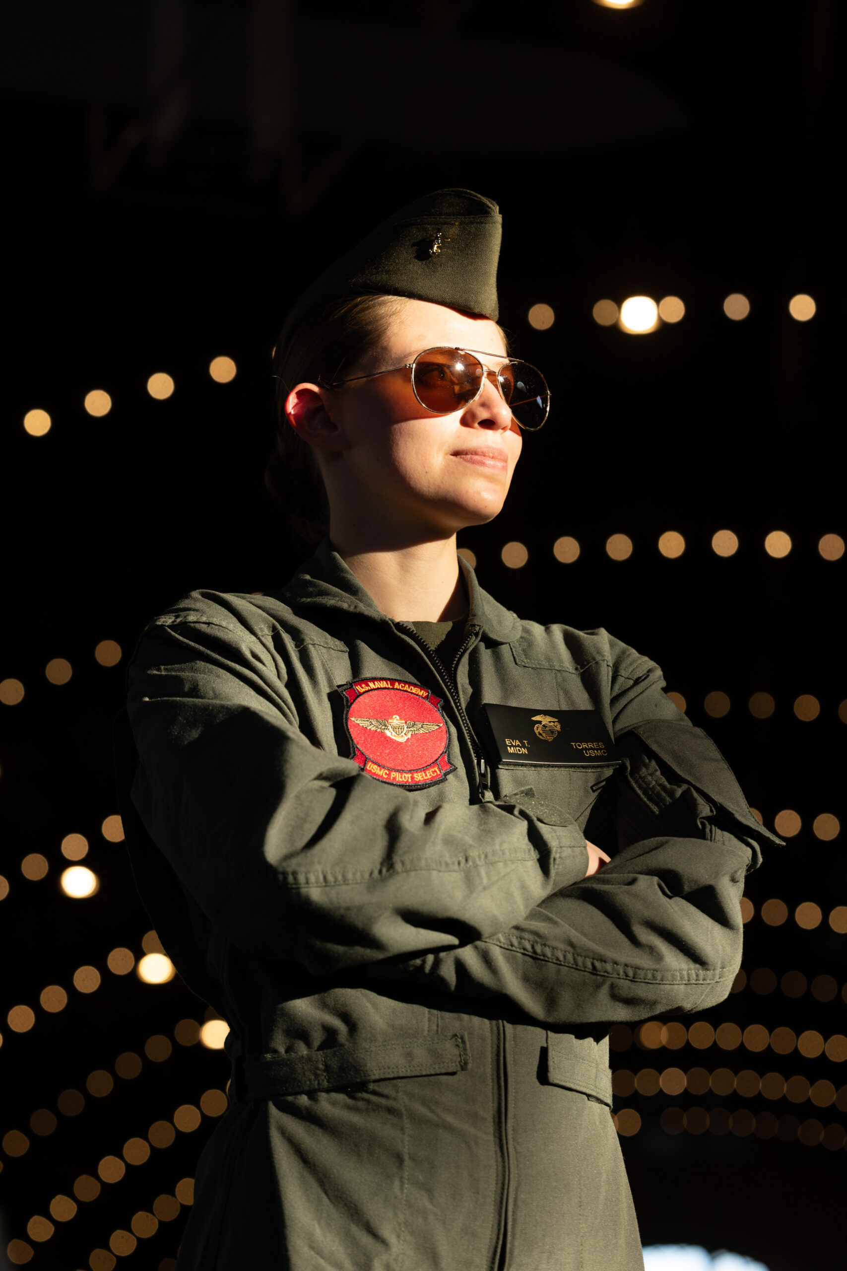 Woman Marine in Flight Suit and Sunglasses